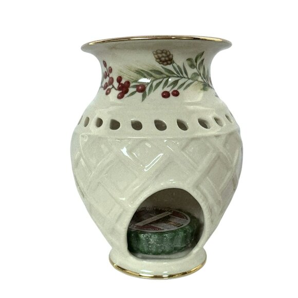 Lenox Holiday Williamsburg Boxwood & Pine Tea Candle Holder Tart Warmer HTF - Picture 1 of 4